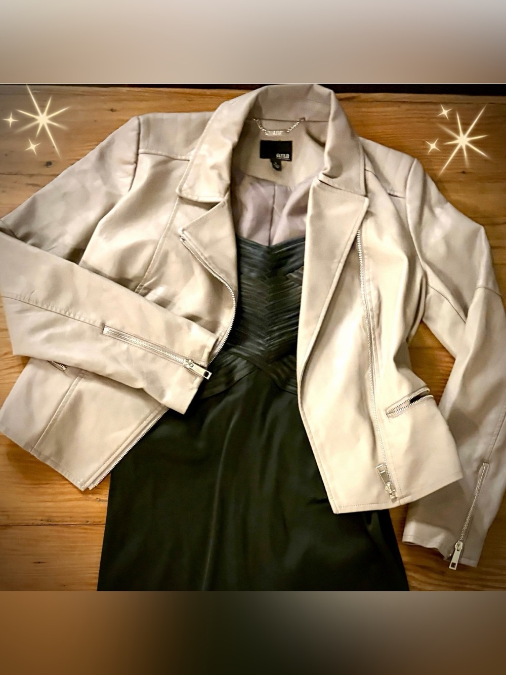 a.n.a Light Beige/Taupe Faux Leather Jacket. Sz: M 
MSRP $108!